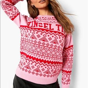 Tinsel “Slogan” Ugly Sweater NWT